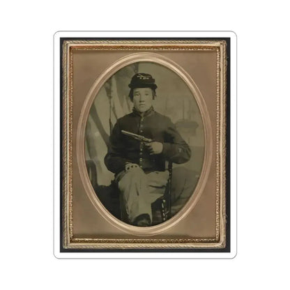 David Potts in Union Cavalry Uniform, With Revolver, in Front of Painted Background (U.S. Civil War) STICKER Vinyl Kiss-Cut Decal 3 Inch White - The Sticker Space