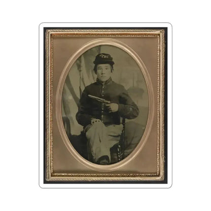 David Potts in Union Cavalry Uniform, With Revolver, in Front of Painted Background (U.S. Civil War) STICKER Vinyl Kiss-Cut Decal 6 Inch White - The Sticker Space