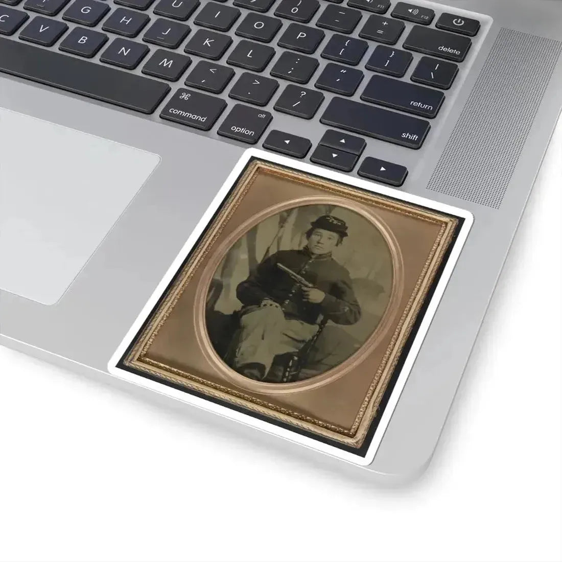 David Potts in Union Cavalry Uniform, With Revolver, in Front of Painted Background (U.S. Civil War) STICKER Vinyl Kiss-Cut Decal - The Sticker Space