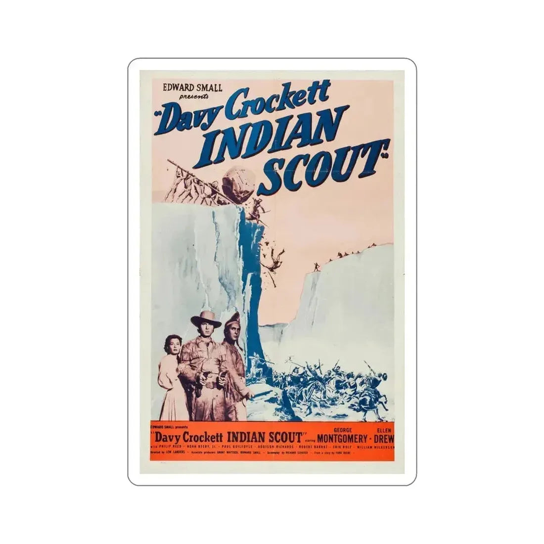 Davy Crockett Indian Scout 1950 Movie Poster STICKER Vinyl Die-Cut Decal 4 Inch - The Sticker Space