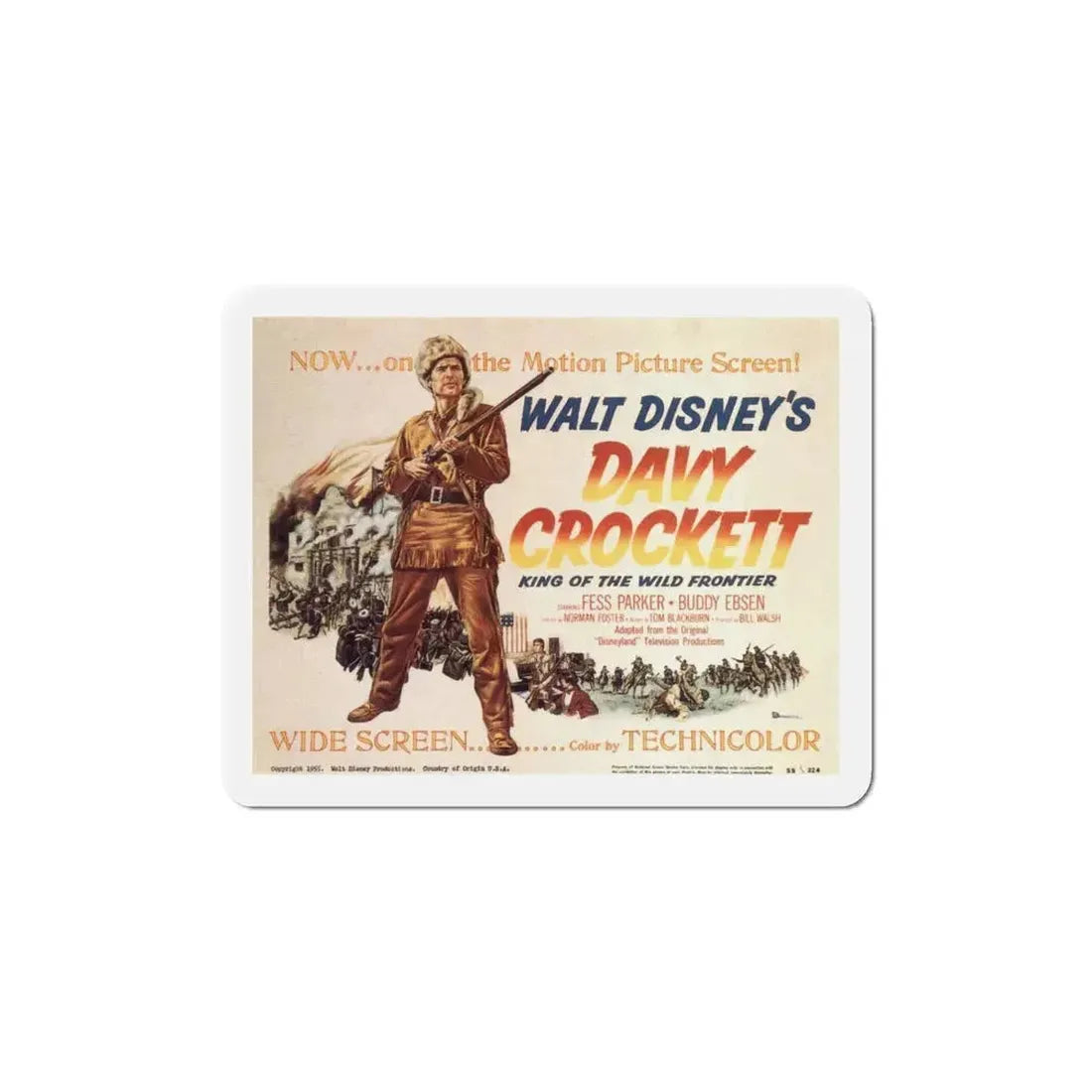 Davy Crockett King of the Wild Frontier 1955 Movie Poster Refrigerator Magnet 5 Inch - The Sticker Space