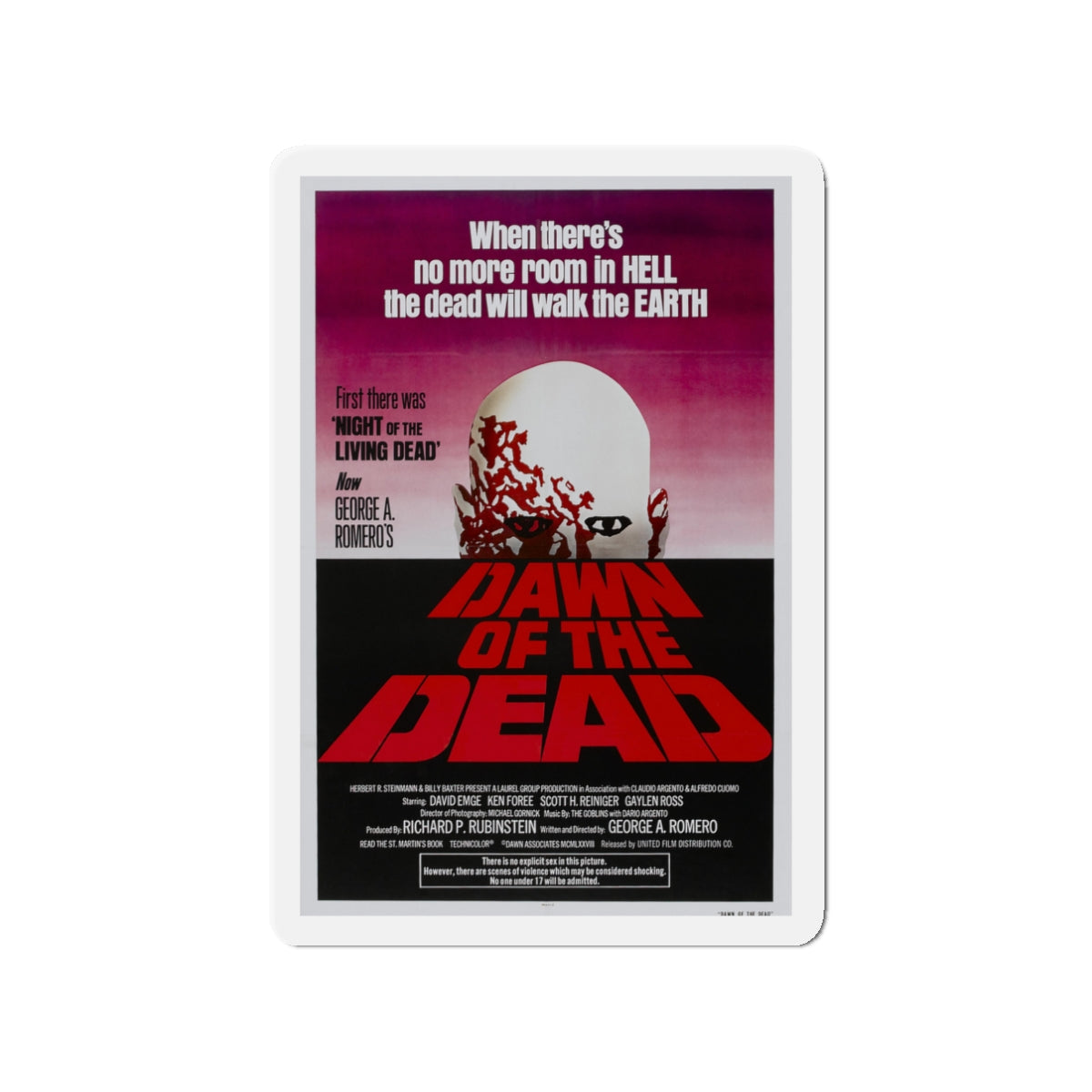 DAWN OF THE DEAD 1978 Movie Poster - Die-Cut Magnet-3" x 3"-The Sticker Space