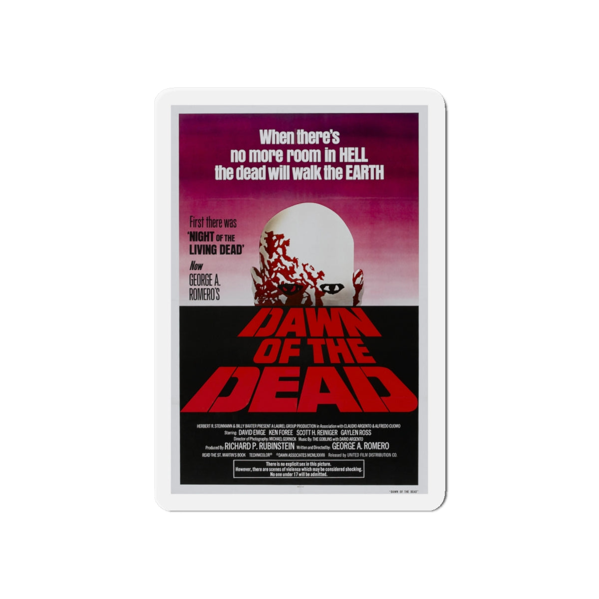 DAWN OF THE DEAD 1978 Movie Poster - Die-Cut Magnet-6 × 6"-The Sticker Space