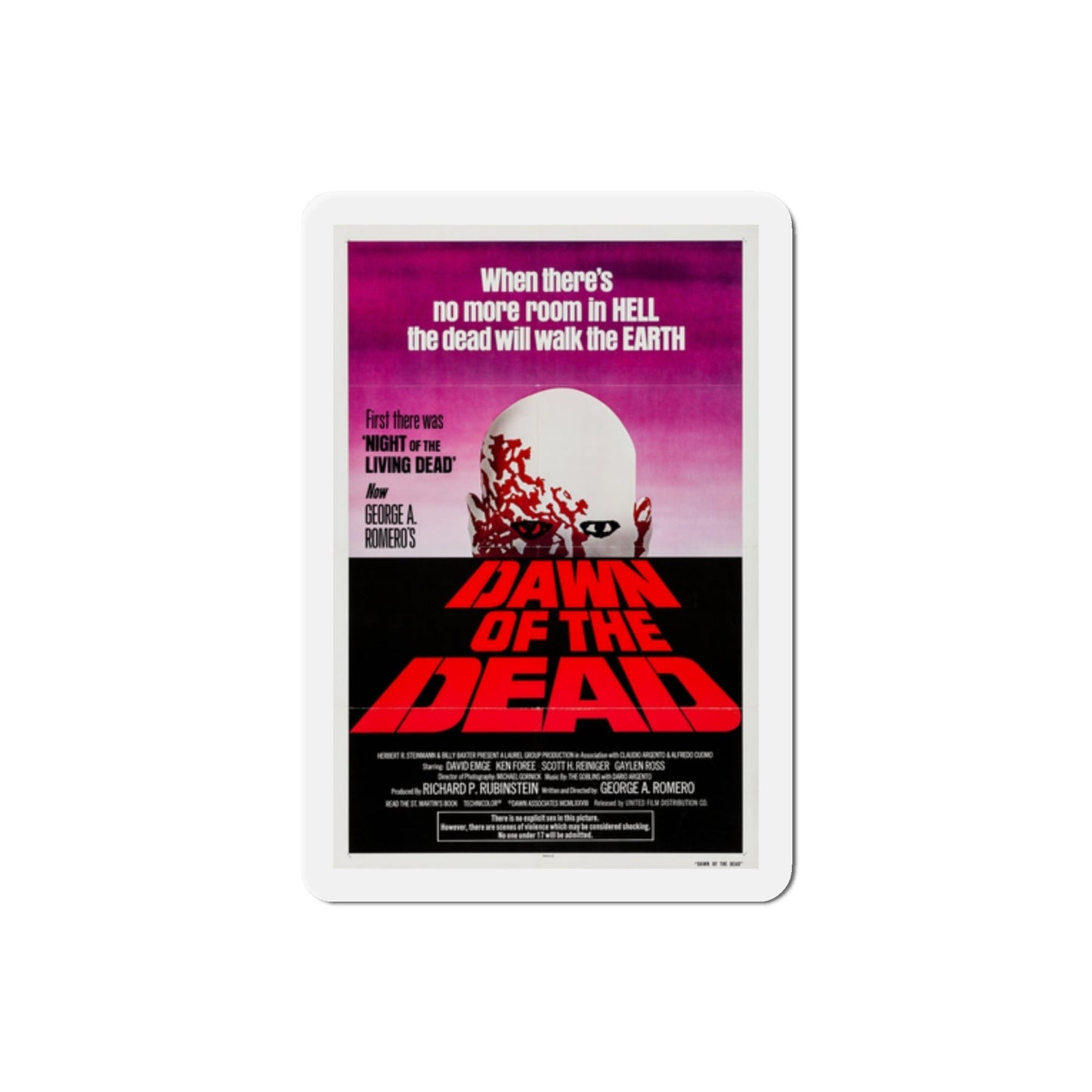 Dawn of the Dead 1979 Movie Poster Die-Cut Magnet-2 Inch-The Sticker Space