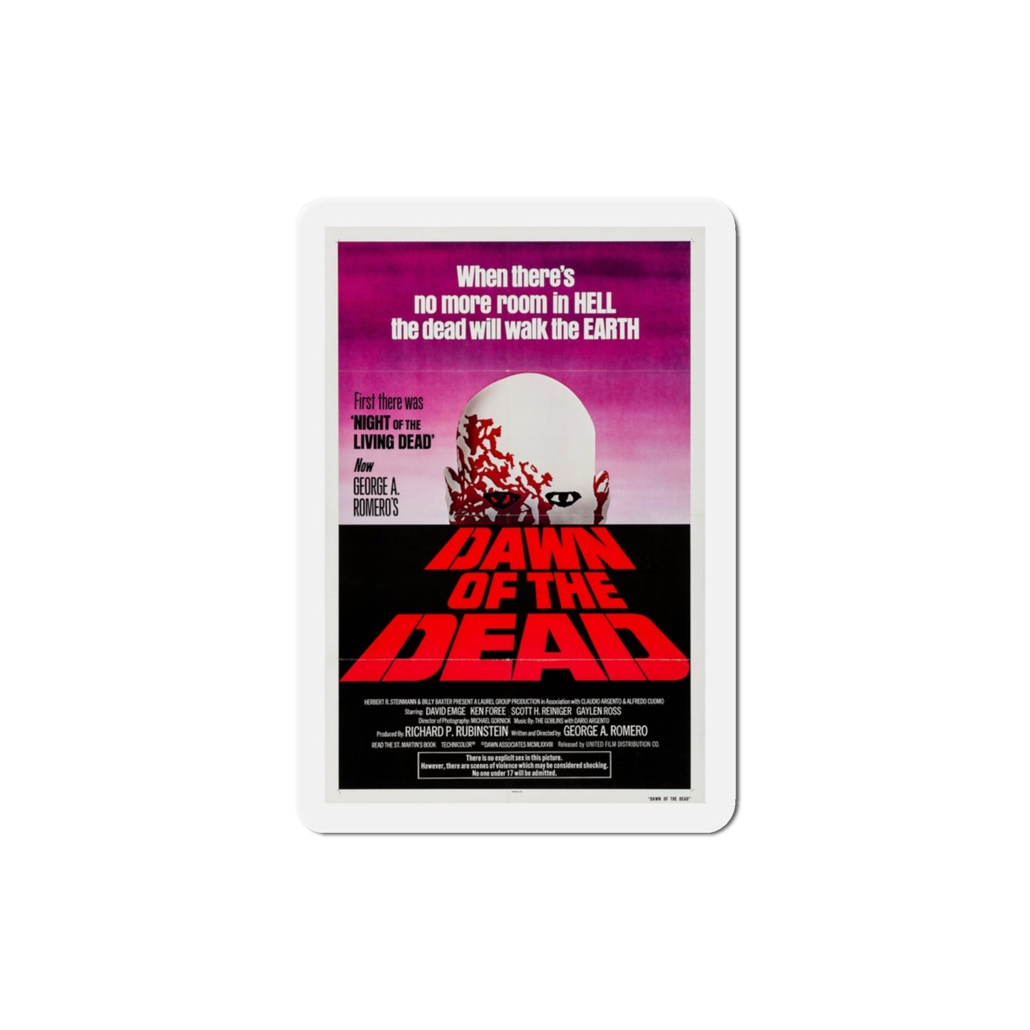 Dawn of the Dead 1979 Movie Poster Die-Cut Magnet-3 Inch-The Sticker Space