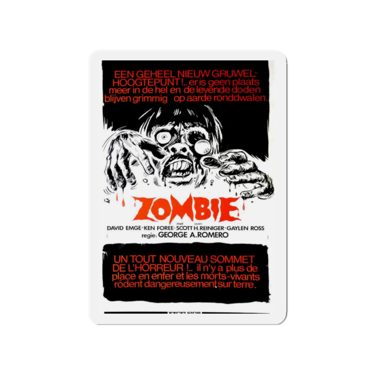 DAWN OF THE DEAD (BELGIAN) 1978 Movie Poster - Die-Cut Magnet-2" x 2"-The Sticker Space