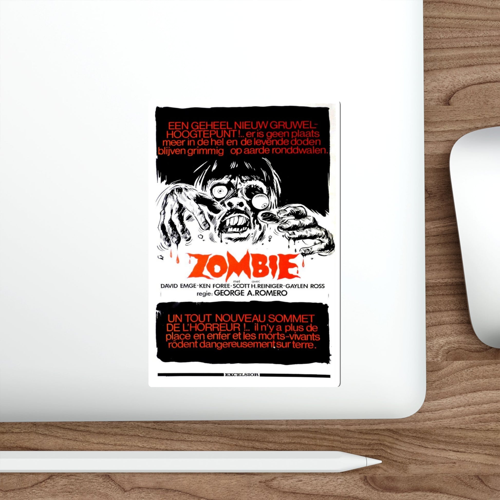 DAWN OF THE DEAD (BELGIAN) 1978 Movie Poster STICKER Vinyl Die-Cut Decal-The Sticker Space