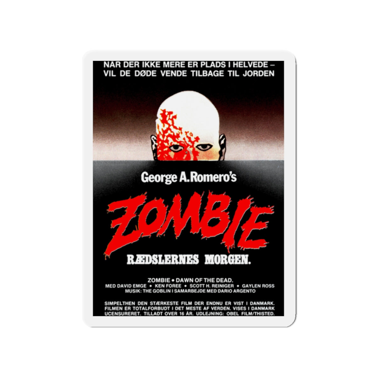 DAWN OF THE DEAD (DANISH) 1978 Movie Poster - Die-Cut Magnet-2" x 2"-The Sticker Space