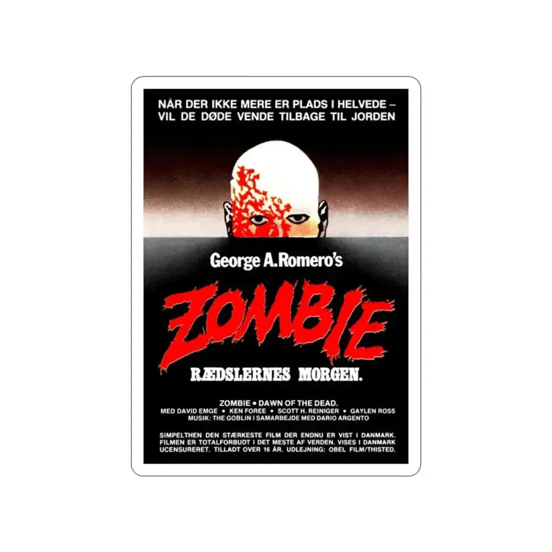 DAWN OF THE DEAD (DANISH) 1978 Movie Poster STICKER Vinyl Die-Cut Decal 2 Inch - The Sticker Space