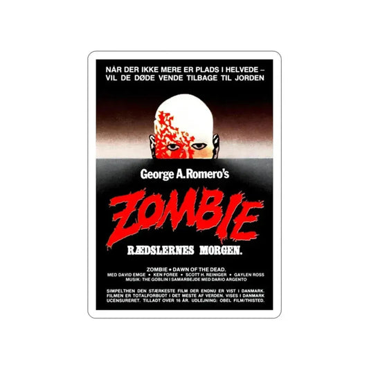DAWN OF THE DEAD (DANISH) 1978 Movie Poster STICKER Vinyl Die-Cut Decal 2 Inch - The Sticker Space