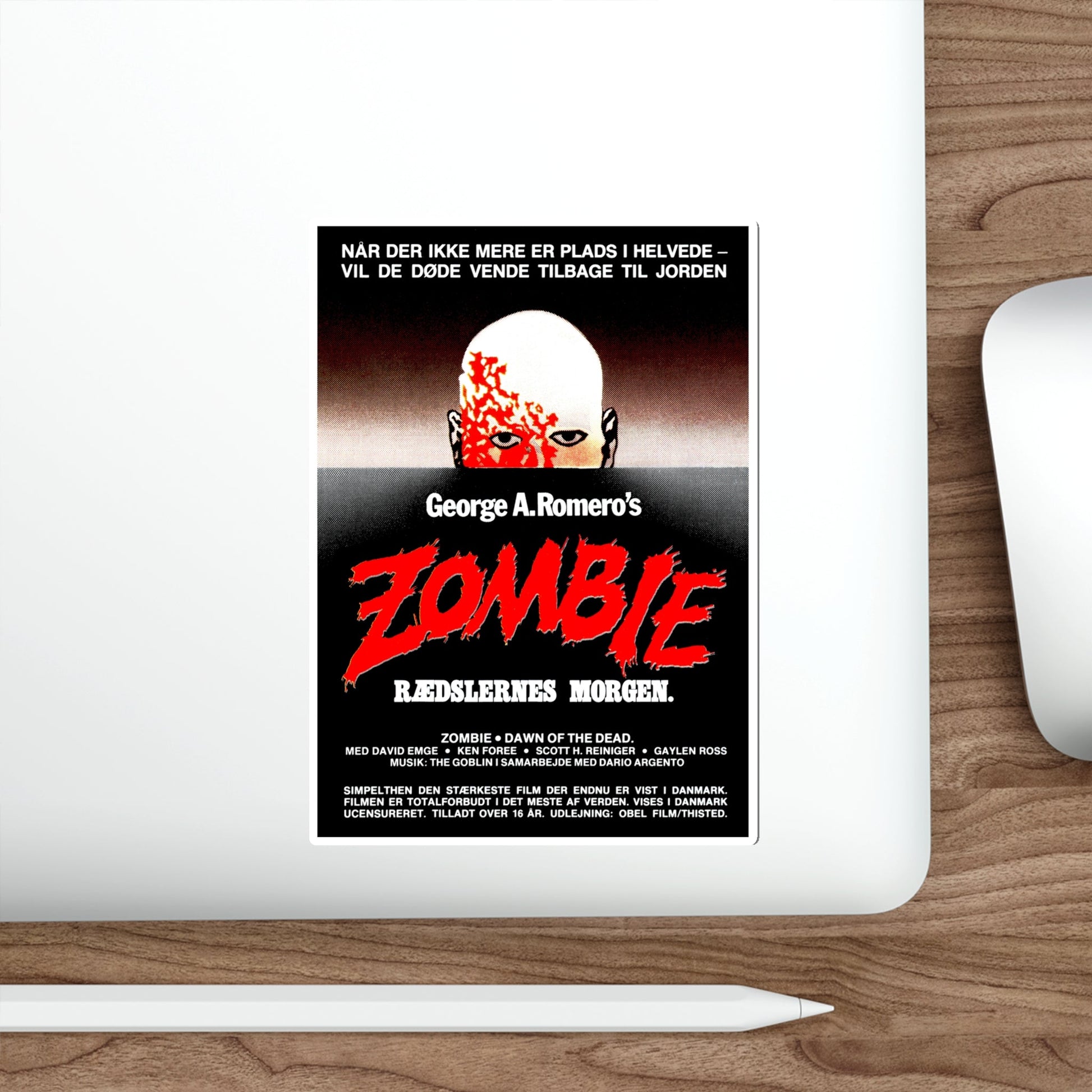 DAWN OF THE DEAD (DANISH) 1978 Movie Poster STICKER Vinyl Die-Cut Decal-The Sticker Space