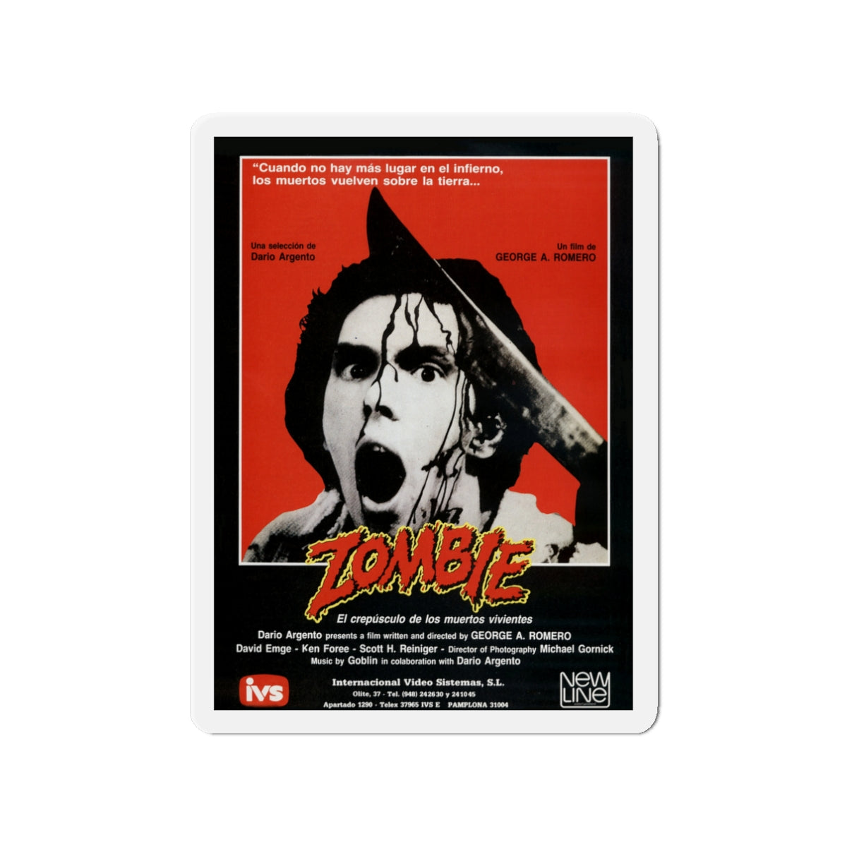 DAWN OF THE DEAD (ITALIAN) 1978 Movie Poster - Die-Cut Magnet-3" x 3"-The Sticker Space