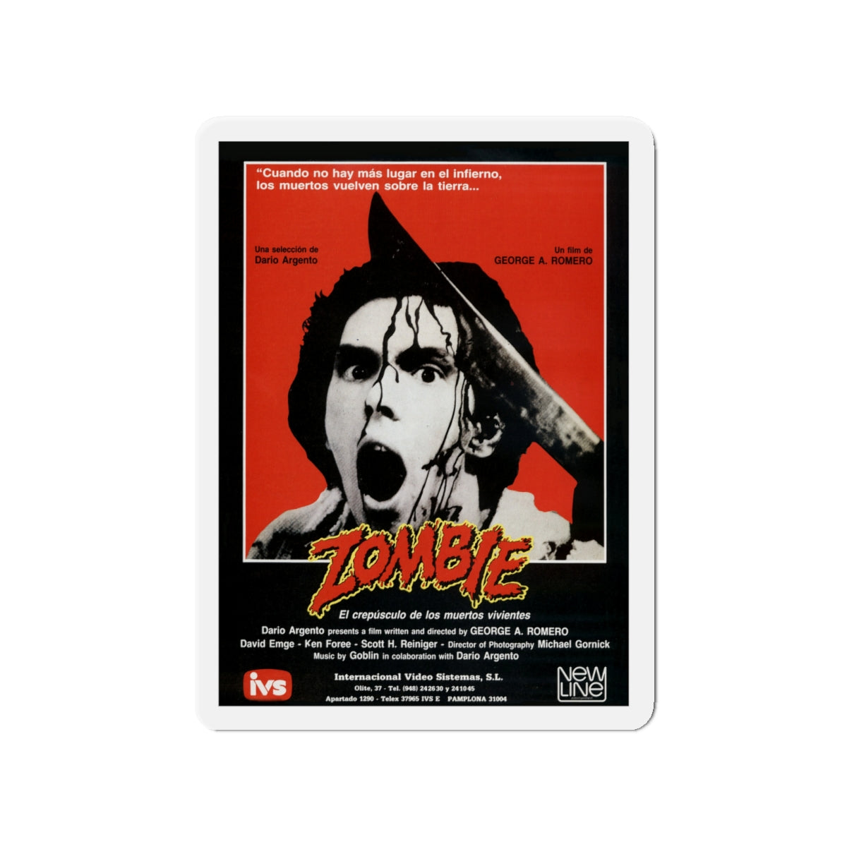 DAWN OF THE DEAD (ITALIAN) 1978 Movie Poster - Die-Cut Magnet-4" x 4"-The Sticker Space