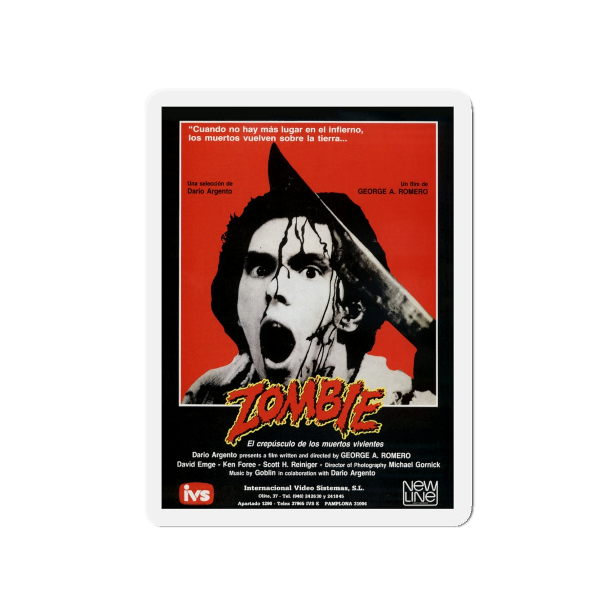 DAWN OF THE DEAD (ITALIAN) 1978 Movie Poster - Die-Cut Magnet-5" x 5"-The Sticker Space