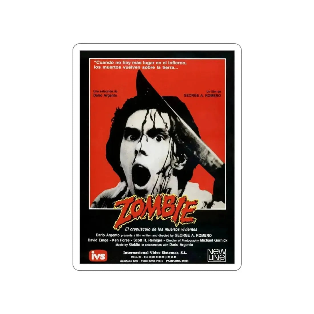 DAWN OF THE DEAD (ITALIAN) 1978 Movie Poster STICKER Vinyl Die-Cut Decal - The Sticker Space