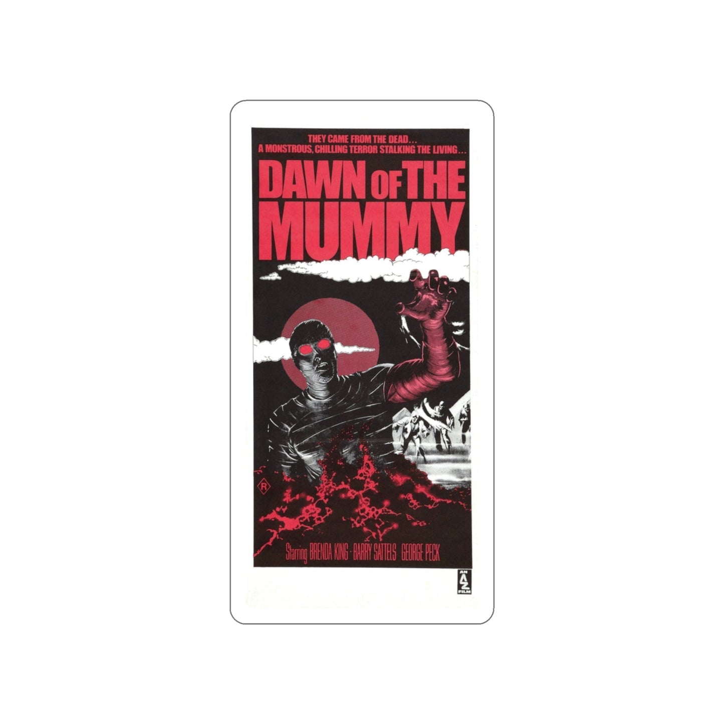 DAWN OF THE MUMMY (2) 1981 Movie Poster STICKER Vinyl Die-Cut Decal-3 Inch-The Sticker Space