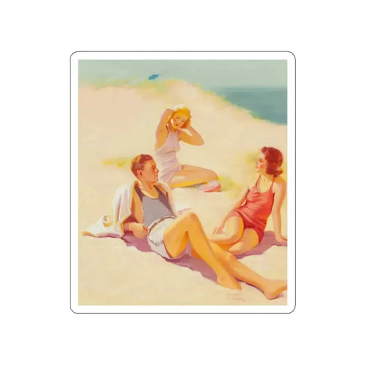 Day at the beach (Magazine Illustration) STICKER Vinyl Die-Cut Decal White Die-Cut 2 Inch - The Sticker Space