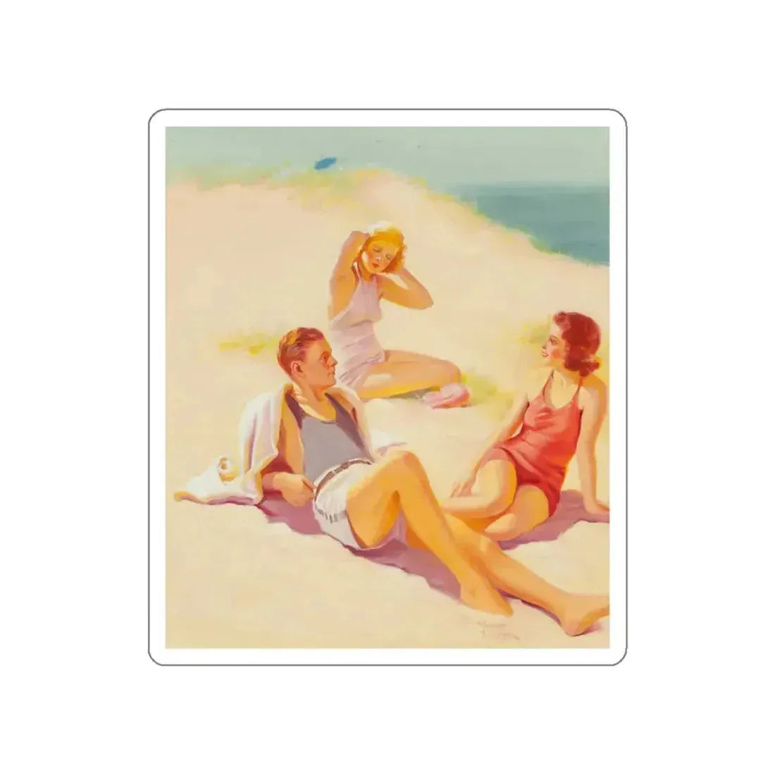 Day at the beach (Magazine Illustration) STICKER Vinyl Die-Cut Decal White Die-Cut 6 Inch - The Sticker Space