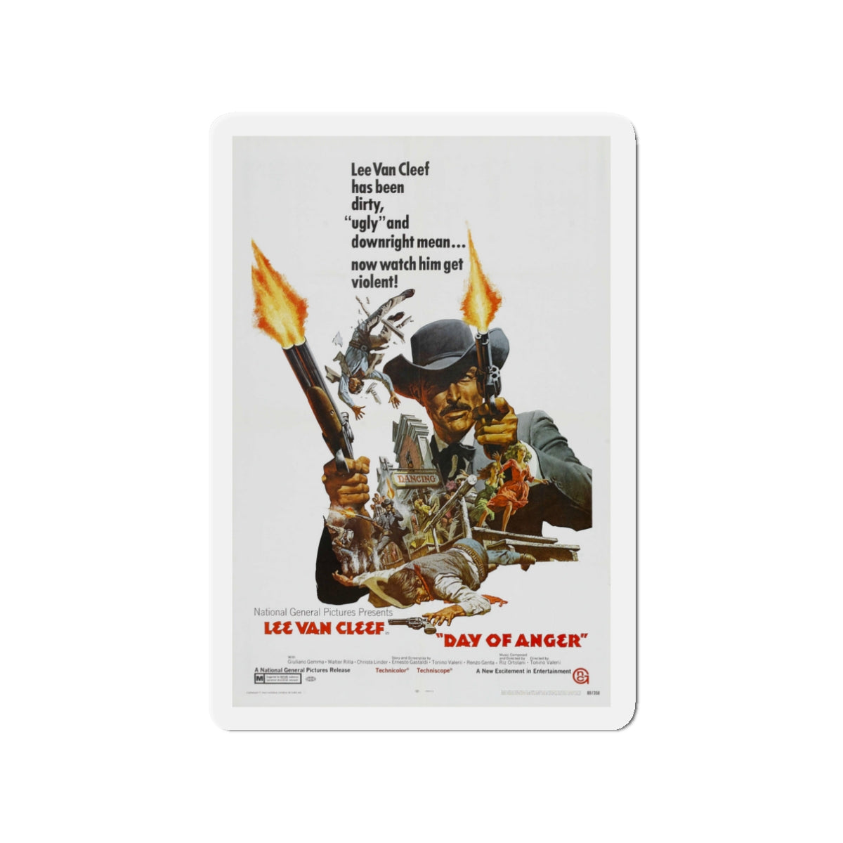 DAY OF ANGER 1967 Movie Poster - Die-Cut Magnet-3" x 3"-The Sticker Space