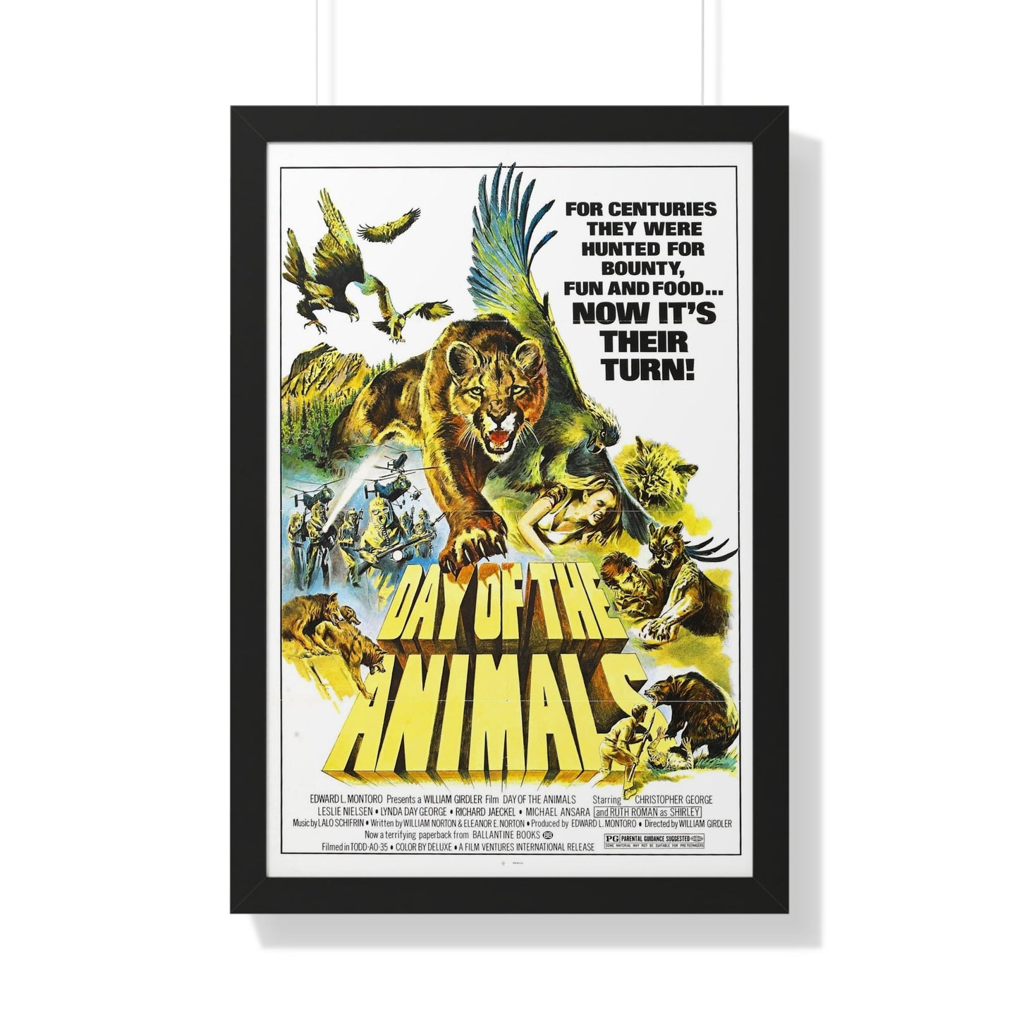 DAY OF THE ANIMALS 1977 - Framed Movie Poster-20" x 30"-The Sticker Space