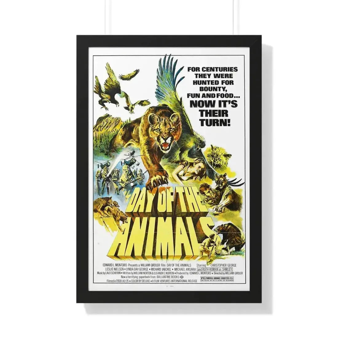 DAY OF THE ANIMALS 1977 - Framed Movie Poster 20" x 30" Black - The Sticker Space