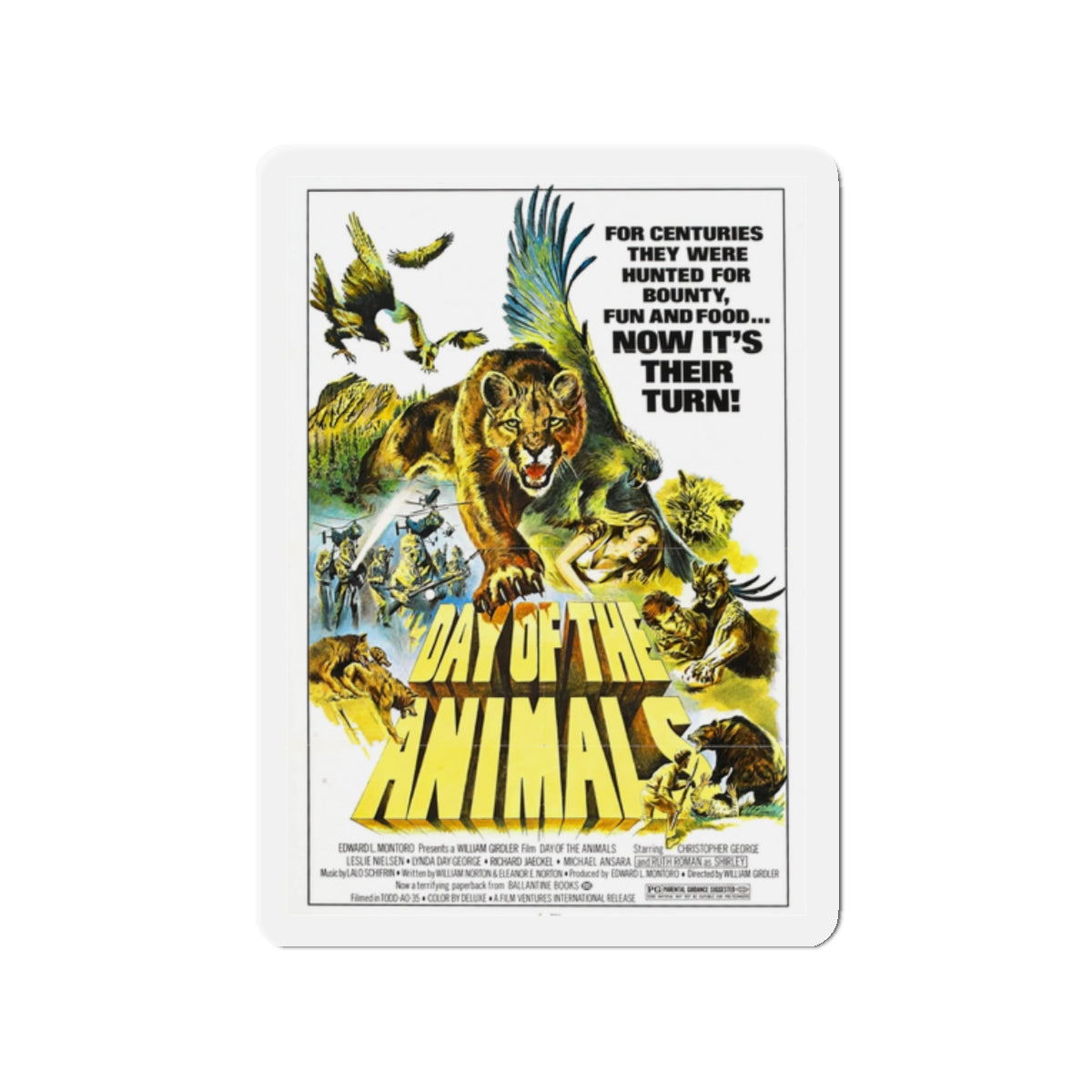 DAY OF THE ANIMALS 1977 Movie Poster - Die-Cut Magnet-2" x 2"-The Sticker Space