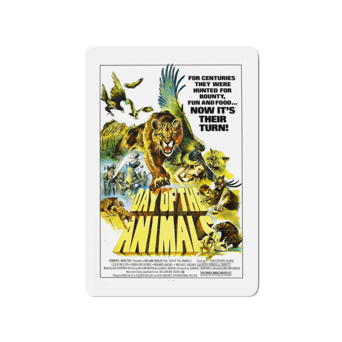 DAY OF THE ANIMALS 1977 Movie Poster - Die-Cut Magnet-3" x 3"-The Sticker Space