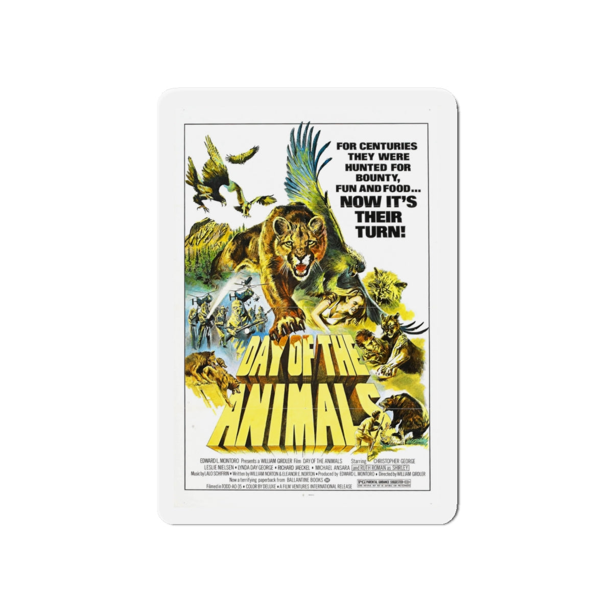 DAY OF THE ANIMALS 1977 Movie Poster - Die-Cut Magnet-5" x 5"-The Sticker Space