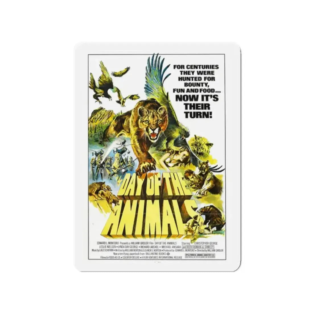 DAY OF THE ANIMALS 1977 Movie Poster - Refrigerator Magnet - The Sticker Space