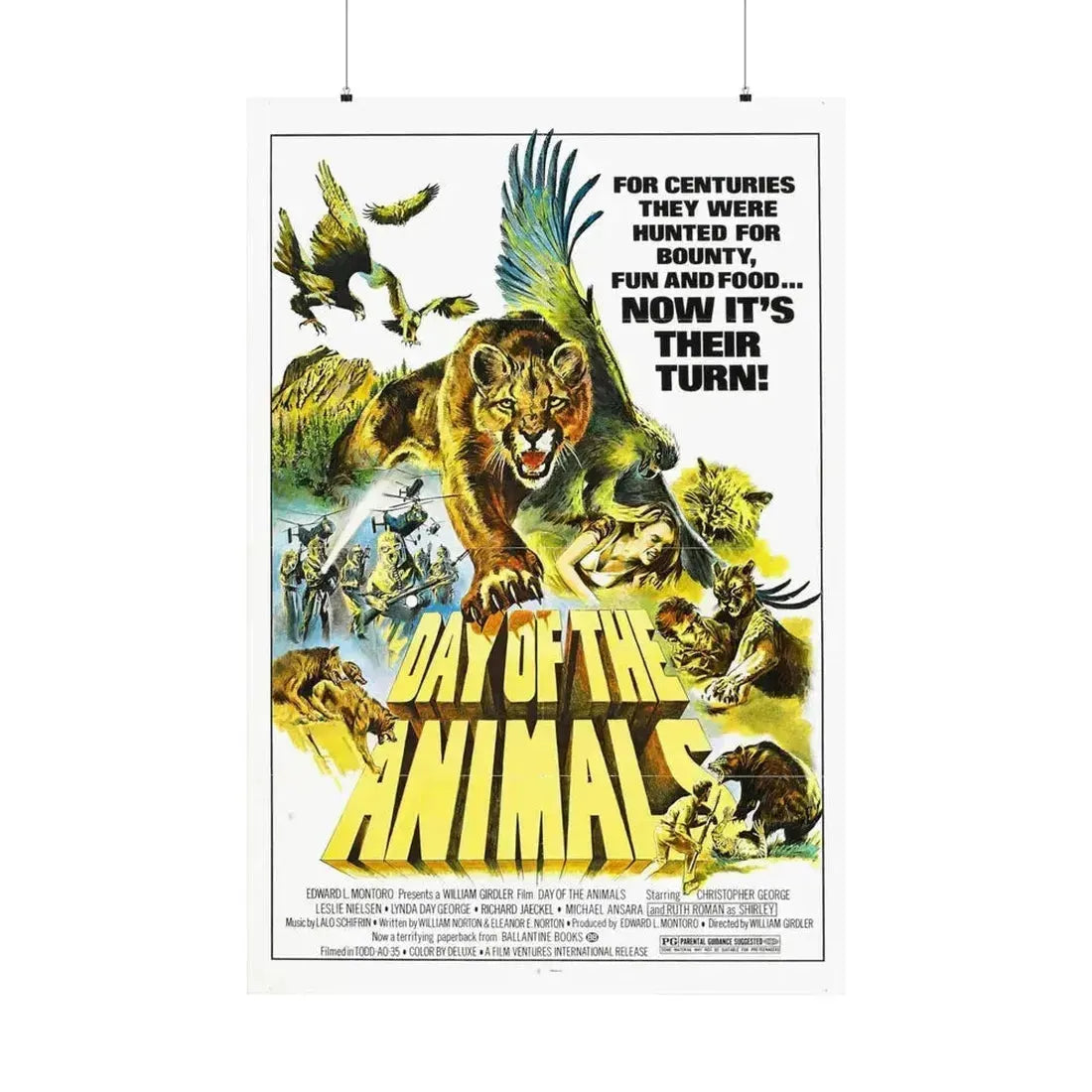 DAY OF THE ANIMALS 1977 - Paper Movie Poster 36" x 54" Matte - The Sticker Space