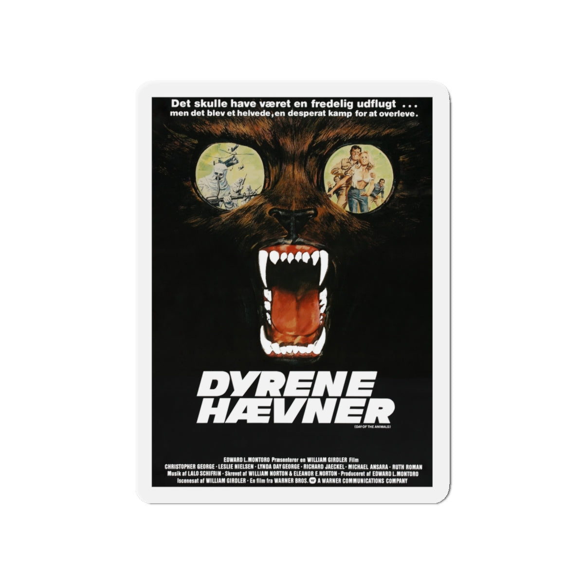 DAY OF THE ANIMALS (DANISH) 1977 Movie Poster - Die-Cut Magnet-4" x 4"-The Sticker Space