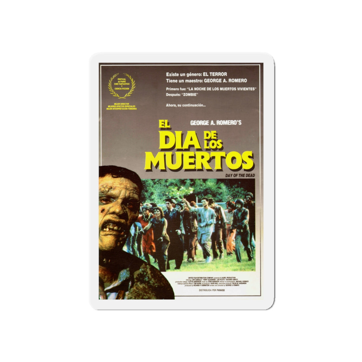 DAY OF THE DEAD (SPANISH) 1985 Movie Poster - Die-Cut Magnet-5" x 5"-The Sticker Space