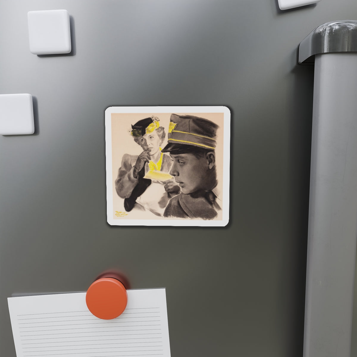 Day Shift, The Saturday Evening post story illustration (Magazine Illustration) Refrigerator Magnet-The Sticker Space