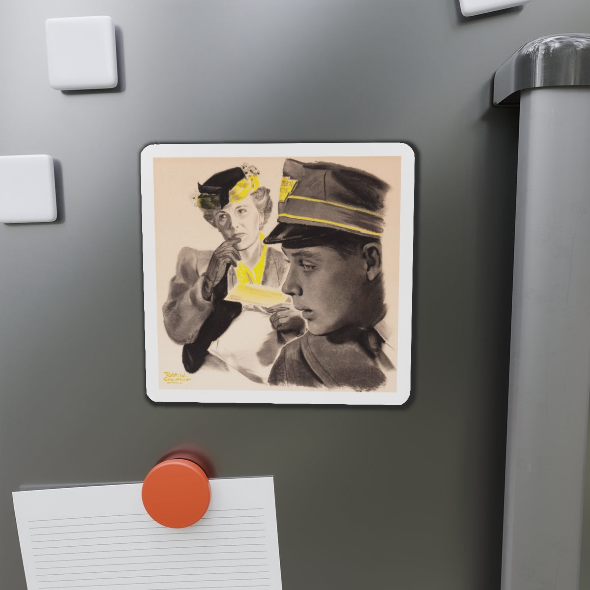 Day Shift, The Saturday Evening post story illustration (Magazine Illustration) Refrigerator Magnet-The Sticker Space