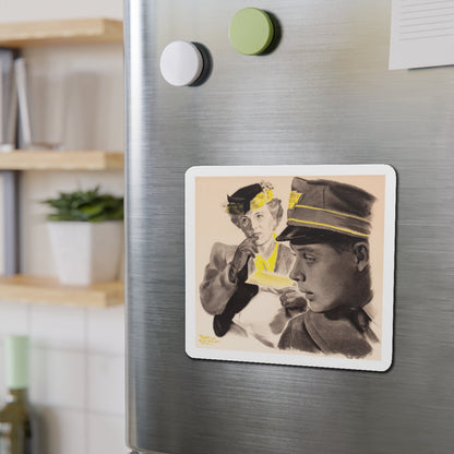 Day Shift, The Saturday Evening post story illustration (Magazine Illustration) Refrigerator Magnet-The Sticker Space