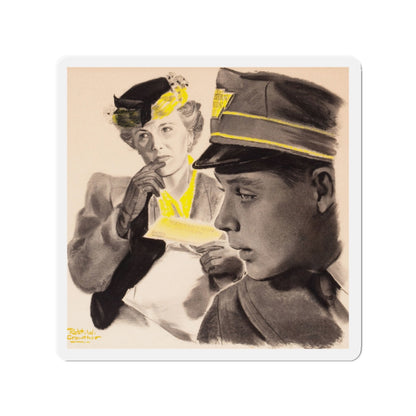 Day Shift, The Saturday Evening post story illustration (Magazine Illustration) Refrigerator Magnet-2" x 2"-The Sticker Space