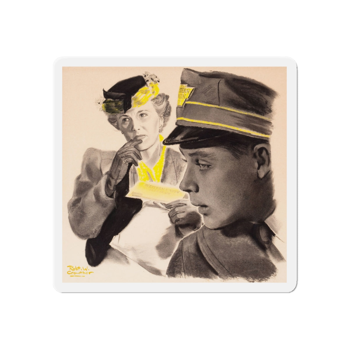 Day Shift, The Saturday Evening post story illustration (Magazine Illustration) Refrigerator Magnet-6 × 6"-The Sticker Space