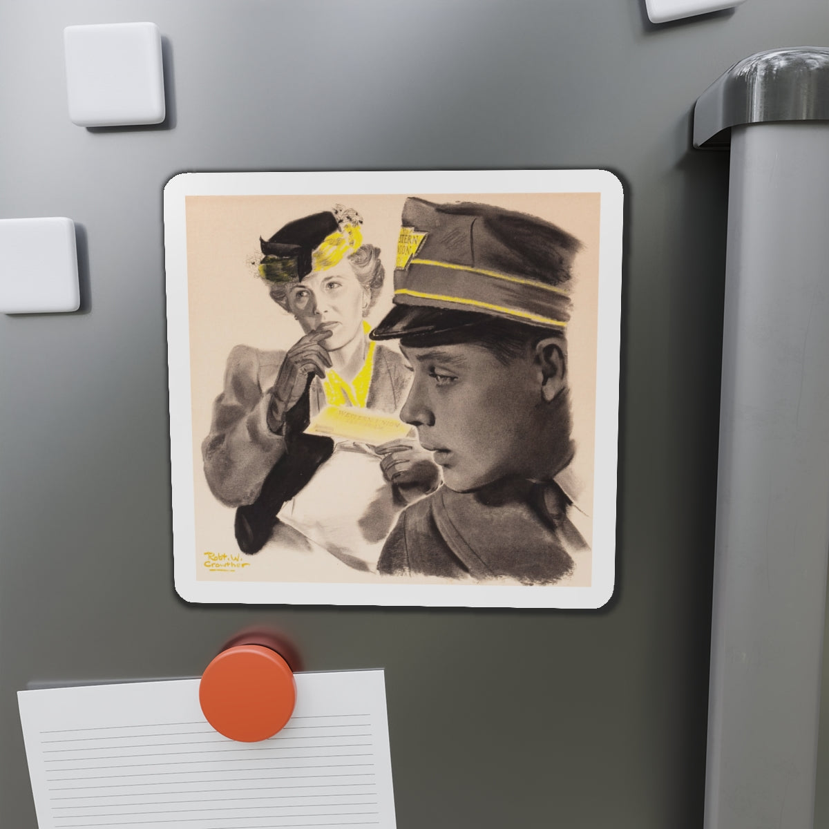 Day Shift, The Saturday Evening post story illustration (Magazine Illustration) Refrigerator Magnet-The Sticker Space