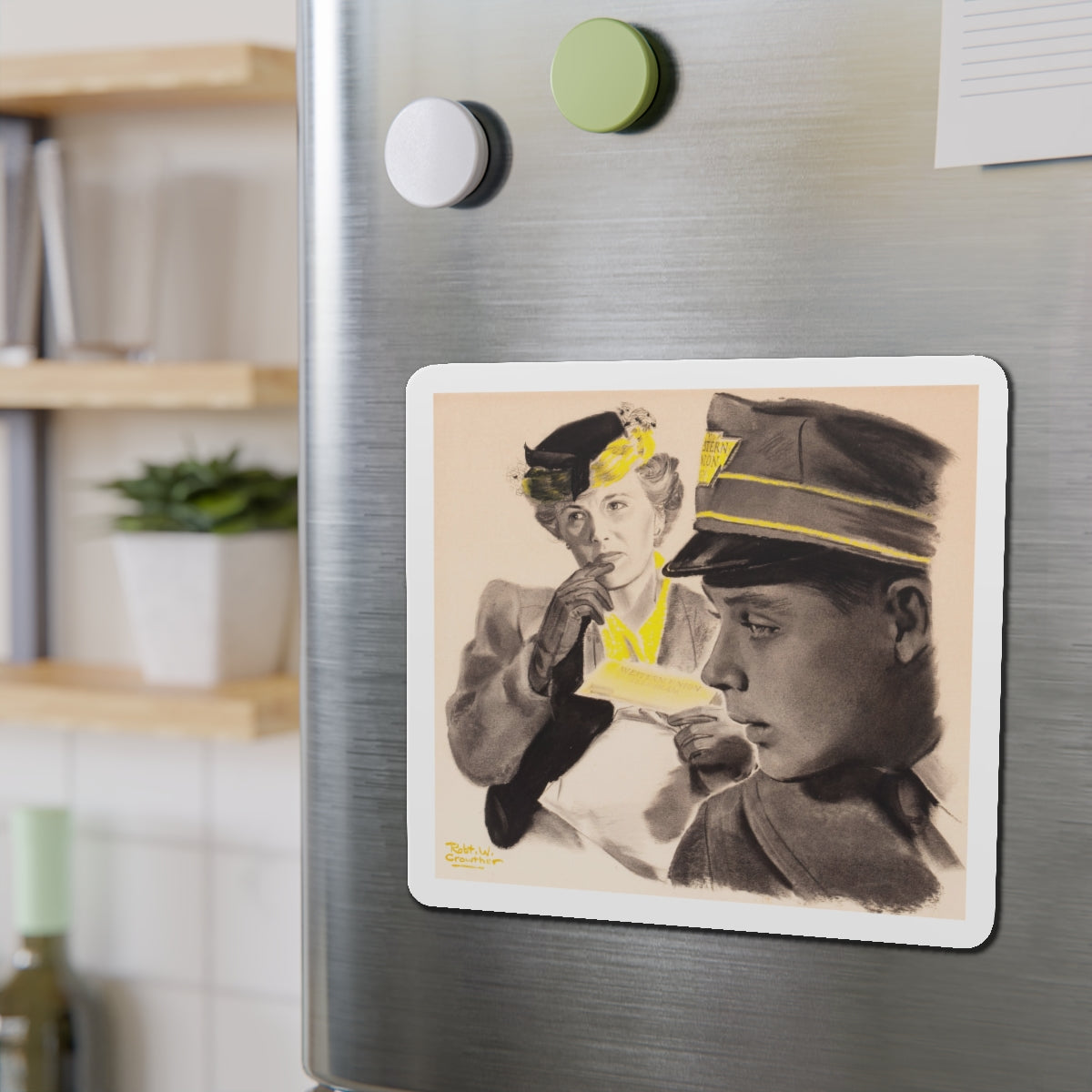 Day Shift, The Saturday Evening post story illustration (Magazine Illustration) Refrigerator Magnet-The Sticker Space