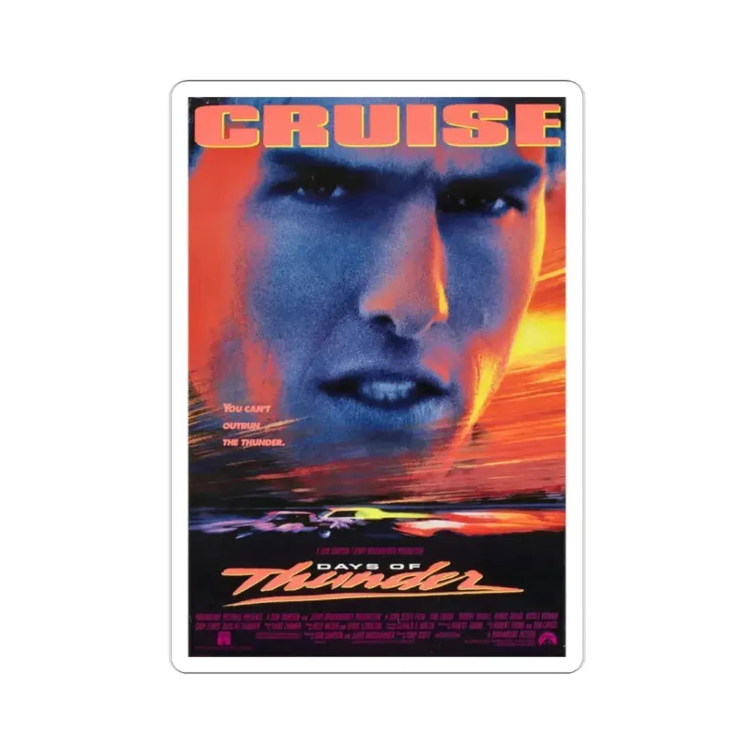 Days of Thunder 1990 Movie Poster STICKER Vinyl Die-Cut Decal 2 Inch - The Sticker Space