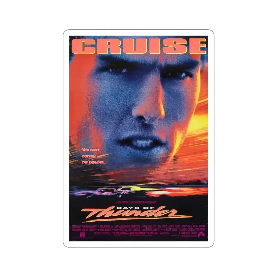 Days of Thunder 1990 Movie Poster STICKER Vinyl Die-Cut Decal - The Sticker Space