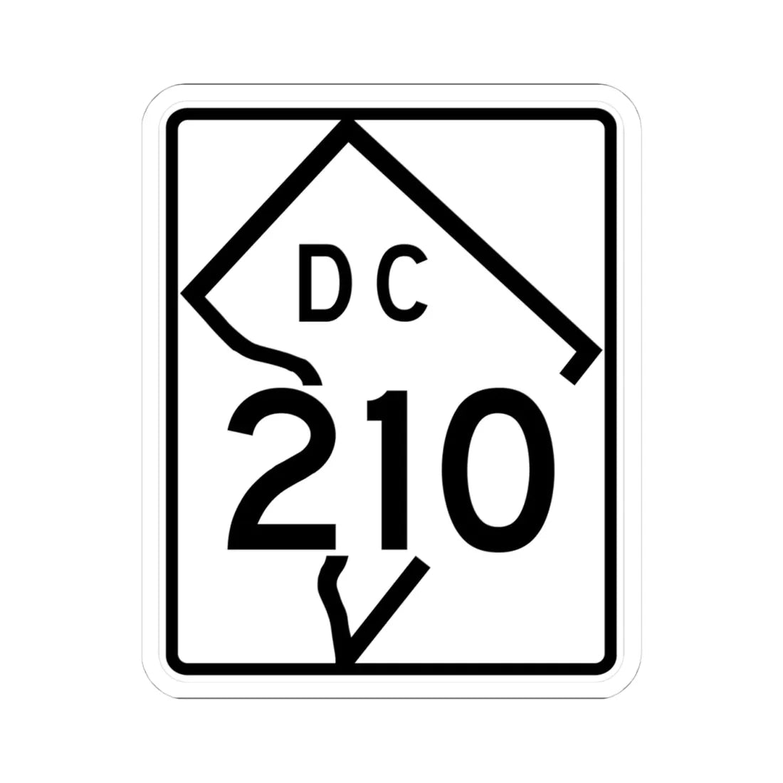 DC-210 (Washington D.C.) (Road Sign) STICKER Vinyl Kiss-Cut Decal 4 Inch White - The Sticker Space