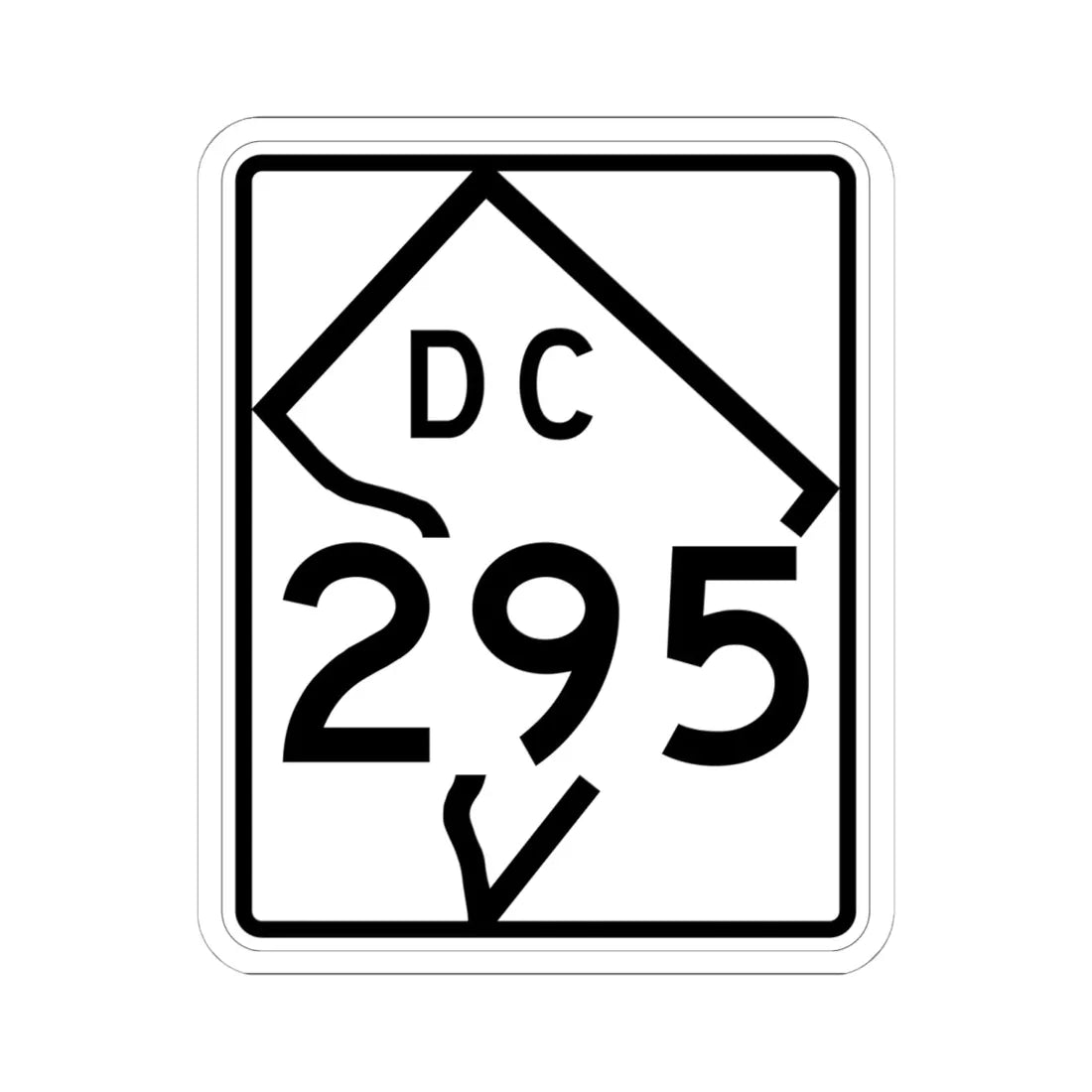 DC-295 (Washington D.C.) (Road Sign) STICKER Vinyl Kiss-Cut Decal 6 Inch White - The Sticker Space