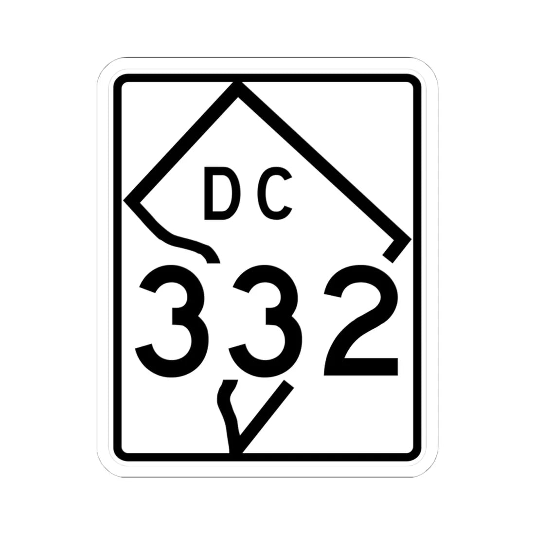 DC-332 (Washington D.C.) (Road Sign) STICKER Vinyl Kiss-Cut Decal 4 Inch White - The Sticker Space