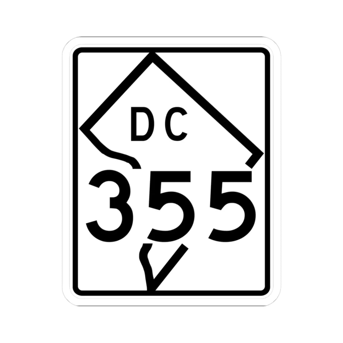 DC-355 (Washington D.C.) (Road Sign) STICKER Vinyl Kiss-Cut Decal 3 Inch White - The Sticker Space
