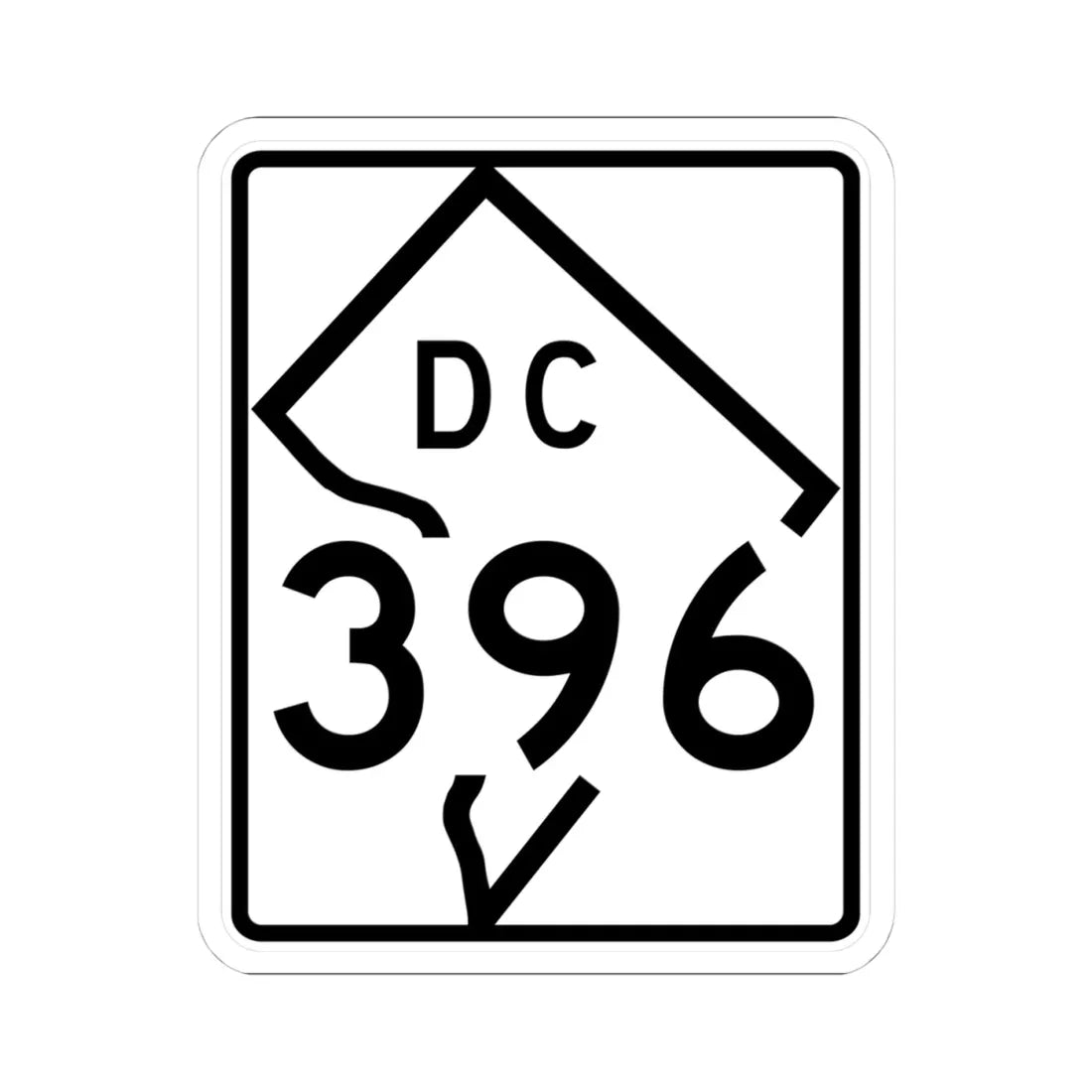 DC-396 (Washington D.C.) (Road Sign) STICKER Vinyl Kiss-Cut Decal 4 Inch White - The Sticker Space