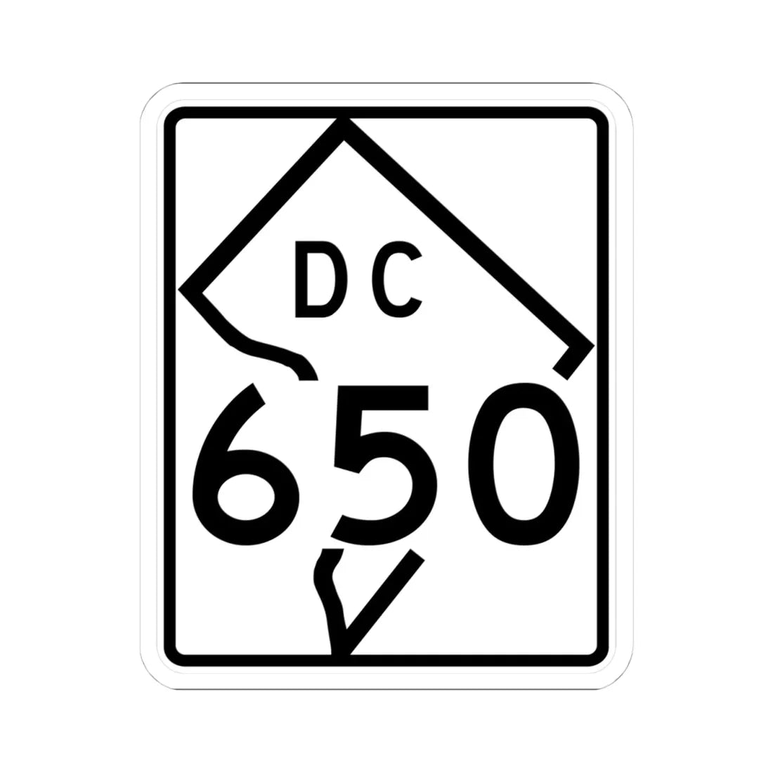 DC-650 (Washington D.C.) (Road Sign) STICKER Vinyl Kiss-Cut Decal 4 Inch White - The Sticker Space