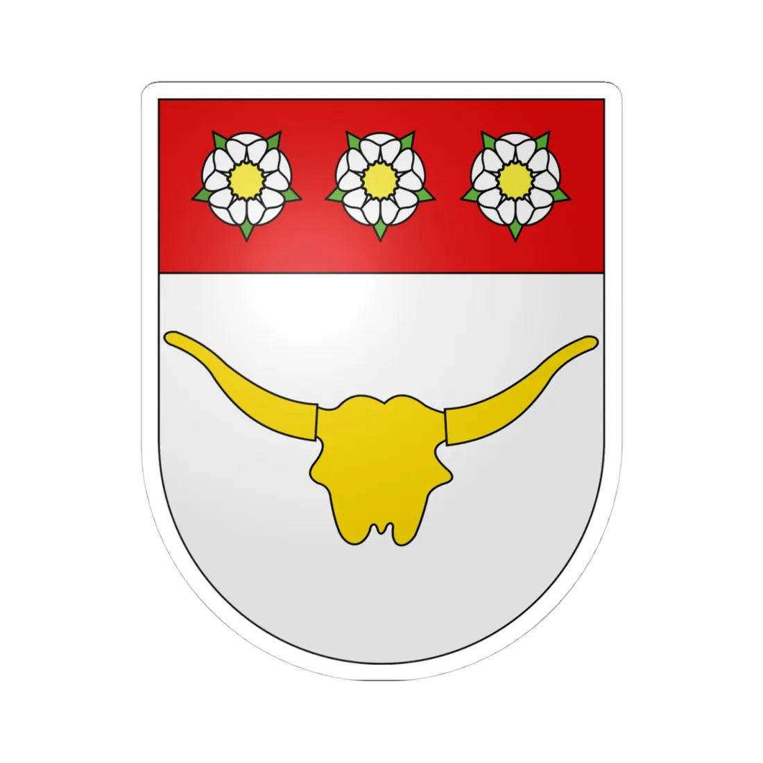 Düdingen-coat of arms (Switzerland) (Coat of Arms) STICKER Vinyl Kiss-Cut Decal 4 Inch White - The Sticker Space