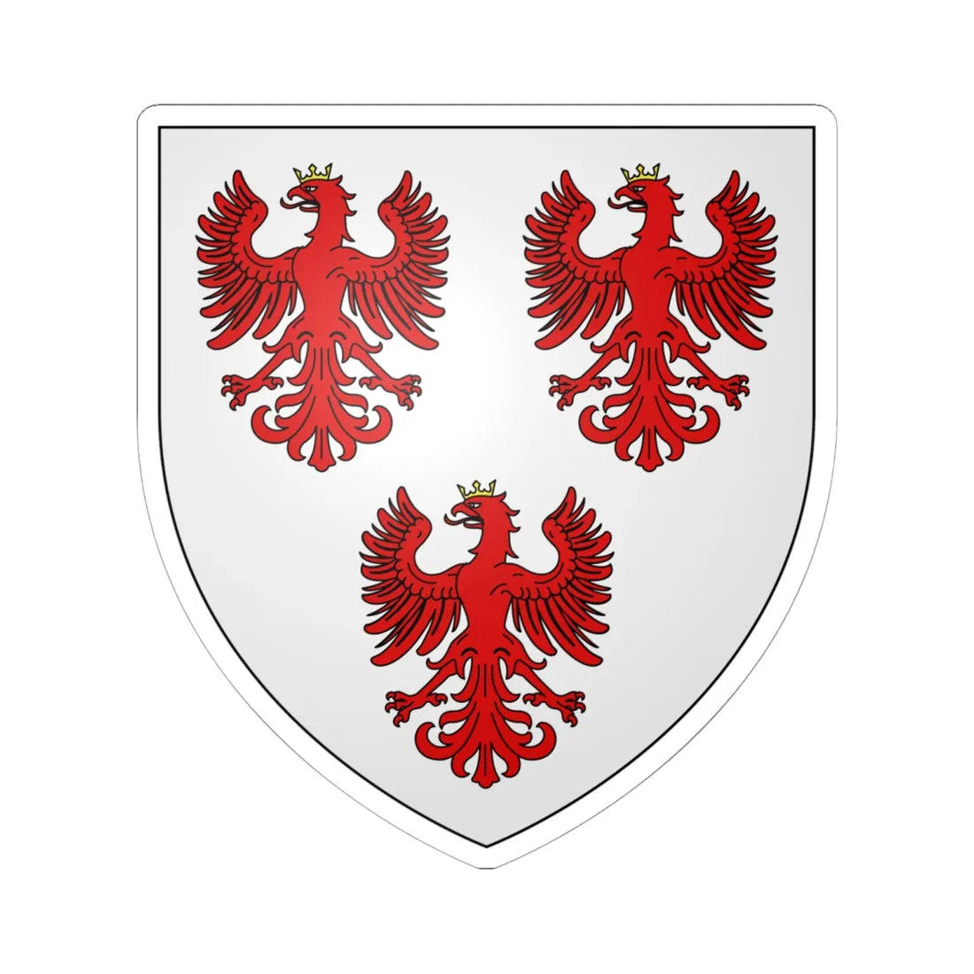 De Courcy arms (Ireland) (Coat of Arms) STICKER Vinyl Kiss-Cut Decal 6 Inch White - The Sticker Space