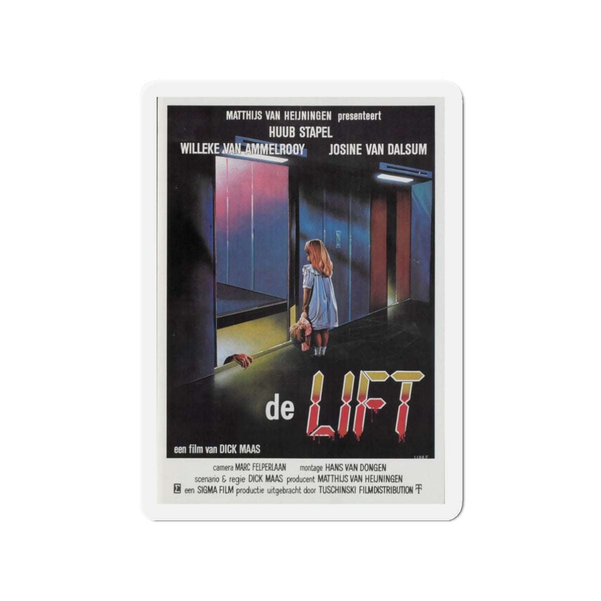 DE LIFT 1983 Movie Poster - Die-Cut Magnet-3" x 3"-The Sticker Space